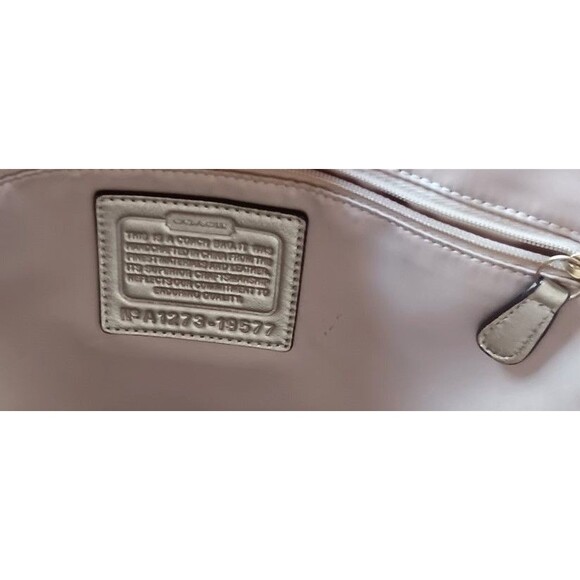 Coach Tote Audrey Sun Starfish Gold Tan Sequin Cinched Shoulder Canvas Bag Beach - Picture 6 of 9